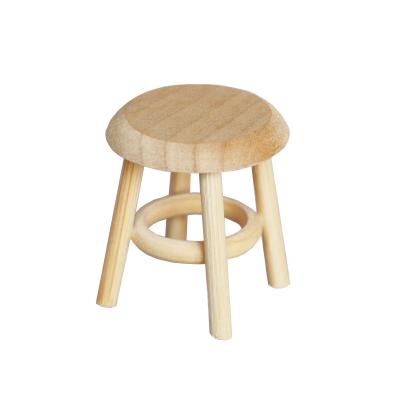 China TOY 1:12 micro bare wood scene solid wood stool dollhouse mini pocket furniture living room model model small without paiting for sale