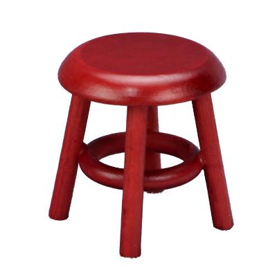 China TOY Mahagony Solid Wood Stool 1:12 Dollhouse Mini Furniture Pocket Stage Micro Model Living Room Model Small for sale