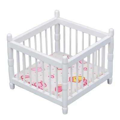 China 1:12 Doll House MODEL TOY Furniture Children's Room Mini Square White Baby Crib Cradle Crib Scene ob11 Doll House for sale