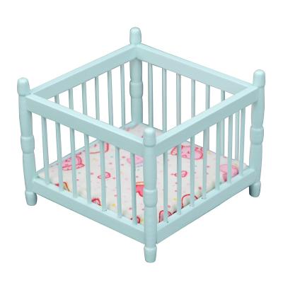 China 1:12 Dollhouse MODEL TOY Furniture Children's Room Mini Square Crib Baby Crib Scene ob11 Light Blue Square Hutch for sale