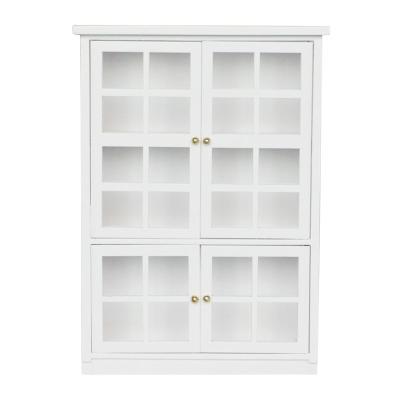 China Modern Simple White Four-Door Cabinet 1:12 Mini Toy Display Mini Furniture Model Micro Scene DOLLHOUSE Furniture Cabinet for sale