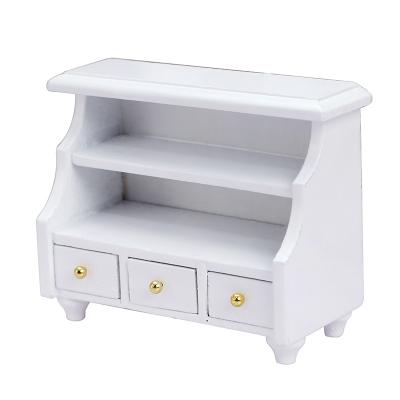 China TOY Cabinet 1:12 Dollhouse Mini Furniture Accessories Pure White Side Cabinet Low Cabinet Towel Cabinet for sale