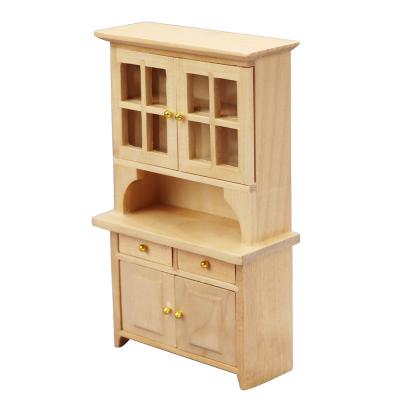 China TOY 1:12 Dollhouse Dollhouse Furniture Micro Color Kitchen Scene Study Furniture Wooden Vertical Cabinet Miniature Wooden Nature MODEL for sale