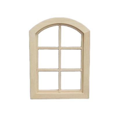 China Mini 1:12 Dollhouse Dollhouse MODEL TOY Furniture Model Cabin Decoration Accessories Curved Head 6 Grid Top Round Windows for sale