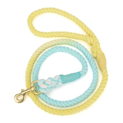 China Personalized Custom Logo Heavy Duty Extendable Dog Rope Dog Rope Walking Climbing Leash Cotton Ombre Soft Handle Long for sale