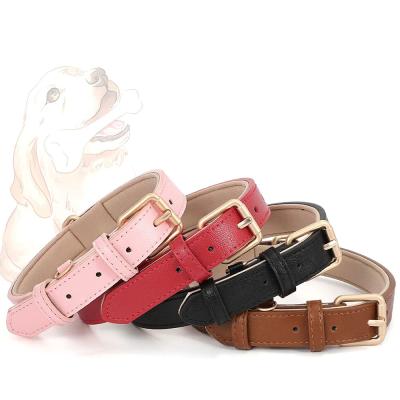 China Best Heavy Duty Designers Personalized Cute Custom Distressed PU Leather Dog Collar For Sporting Large Small Medium Dog for sale