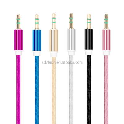 China Nylon braided audio COMPUTER cable male to aux cable. male stereo for mp3 mp4 cable for sale