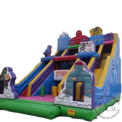 China Hot Sale New Design PVC Two Climb One Slide Adult Inflatable Dry Water Slide for sale