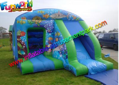 China Blue Inflatable Bouncer Slide , Water - Proof Kids Outdoor Inflatable Slides for sale