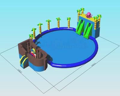 China Jogos combinados infláveis da categoria comercial da corrediça da associação do parque da água do oceano do polvo à venda