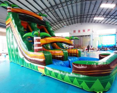 China 0.55mm PVC Inflatable Slide With Pool Jumping Bounce House for sale