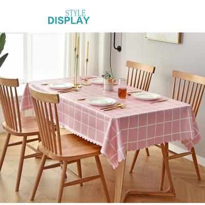 China Wholesale Custom Waterproof Waterproof To Thicken Plastic PVC Grid Table Cloth Table Cloth For Home Dining Decor for sale