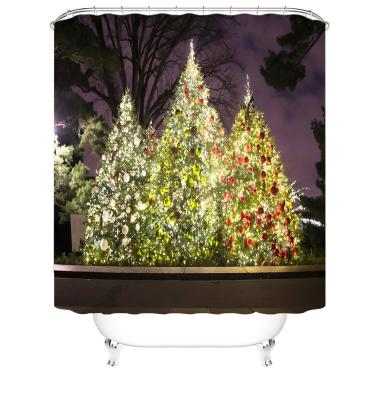 China Amazon Sustainable Christmas Hot Selling Antifoam Shower Curtains Waterproof Polyester Rust Resistant Bath Shower Curtains For Bathroom for sale