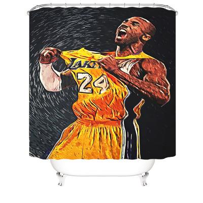 China Amazon Sustainable Hot Selling NBA 3D Printing Rust Resistant Polyester Antibacterial Waterproof Shower Curtains For Shower Bath for sale