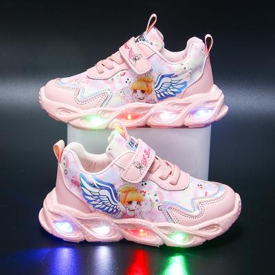 China New fashion girls princess sports shoes children light sneakers with light kids led light shoes for sale