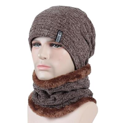 China COMMON COMMON Winter Beanie Coral Velvet Neckerchief Knit Warm Wool Hat Sets Sweater Ski Hat Solid Color for sale