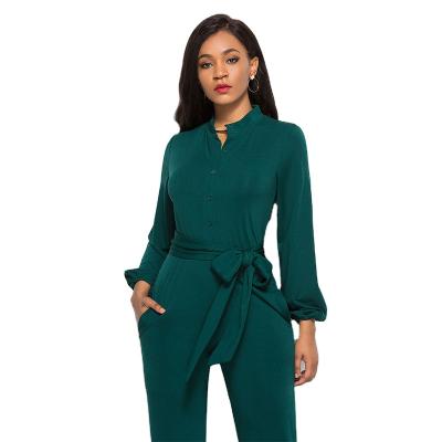 China High Quality QUICK DRY QUICK DRY Sheath Wide Leg Rompers Business Women Solid Work Office Overall Long Plus Pants for sale