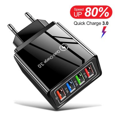 China Cheap Multi-port 4 USB Ports EU USA AU Plug Wall Fast Charger For iPhone For Samsung Mobile Phone Chargers Adapter for sale