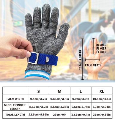 China Justierbare Stulpe schnitt beständiges Metall Mesh Gloves EN420 EN388 zu verkaufen