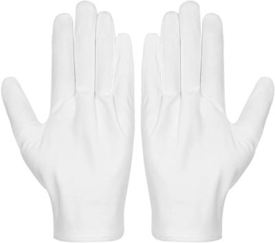 China Etiquette White Cotton Work Gloves  For Driving Abrasion Resistant for sale