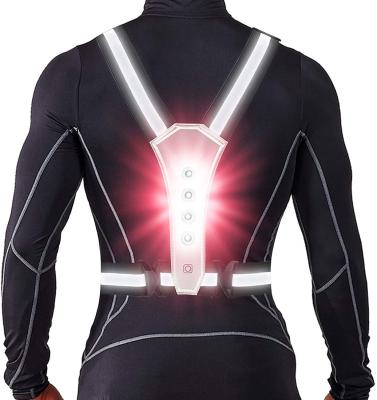 China USB 3 Light LED Reflective Night Running Vest 40cm Adjustable for sale