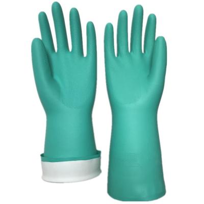 China 33cm Open Cuff  Green Chemical Resistant Gloves EN ISO 13997 for sale