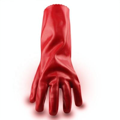 China Dompelde Rood pvc van het veiligheidsmanchet Chemische Bestand Handschoenen 18“ onder Te koop