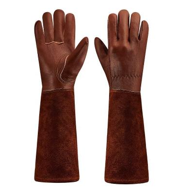 China Rose Pruning Goatskin Palm Long-Ärmel-Gartenarbeitlederhandschuhe Thornproof zu verkaufen