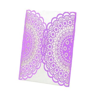 China Paper Rectangle Shaped Laser Cut Luxury Glitter Paper Wedding Invitation Cards for sale