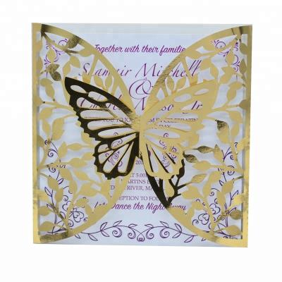 China Unique wedding invitation cards/party wedding/birthday/festvial/new year laser cut butterflies flying wedding invitation card for sale