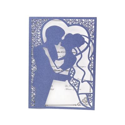 China Bride And Groom Paper Laser Cut Rustic Wedding Invitation Cards for sale