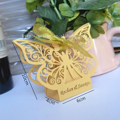 China Europe Butterfly Wedding Candy Box Favor Box Gold Butterfly for sale