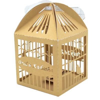 China New Product Paper Favor Box Handmade Cavity Laser Cut Wedding Birdcages Paper Box Wedding Favor Gift Box for sale