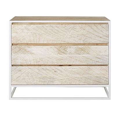 China Contemporary Nordic Carved Wooden Drawers Drawer Cabinet 3-Drawer Night Stand White Metal Chest For Bedroom for sale