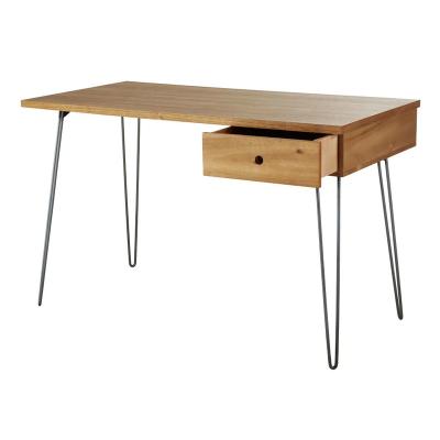 China Modern High Quality Metal Hairpin Leg Personal Computer Table Office Furniture Table With One Drawer for sale