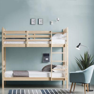 China Contemporary Solid Wood Loft Bed Dorm Furniture Twin Over Pine Wood Detachable Twin Bunk Bed For Kids Bed Set for sale