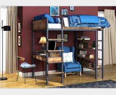 China Cheap Adult Loft Bed Loft Bed With Desk For Wooden Students Queen, Wooden School Loft Bunk Bed Education Furniture for sale