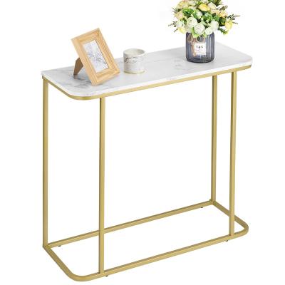 China Contemporary Modern Wood Console Table With Texture Entrance Rectangle DIY Marble Side Table For Living Room for sale