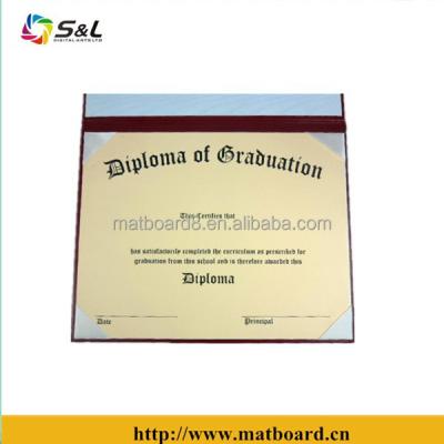 China leatherlike diploma ceritificate leather folder with hot stamp foil logo for sale