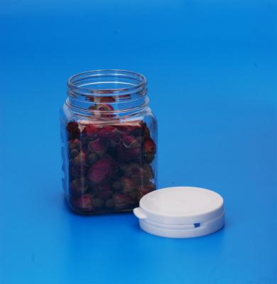 China Reusable High Quality 200ml Square Clear Plastic Jar With Lids For Scented Tea for sale