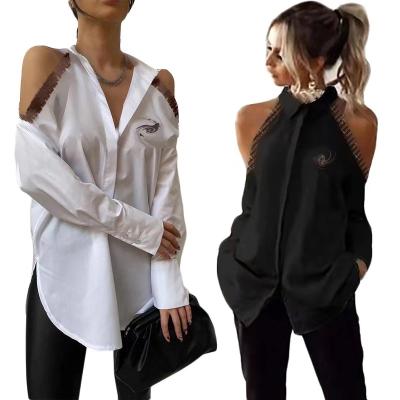 China 2023 summer new luxury brand women's long sleeve shirt anti-pilling luxury clothes simple casual long solid tops for sale