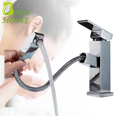 China Thermostatic Faucets Pull Out Brass Chrome Basin Faucet Faucet Square for sale