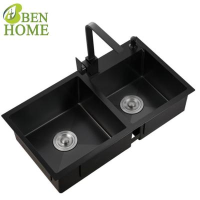 China Without Faucet Black Stainless Steel Kitchen Sinks for sale