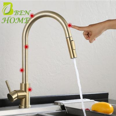 China Sense Faucets Free Shipping Touch Gold Kitchen Faucet Manufacturer for sale