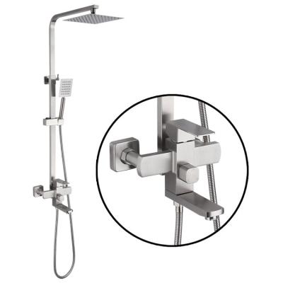 China With Sliding Bar 304 Stainless Steel Square Shower Set Bathroom for sale