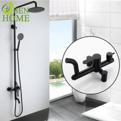 China With Sliding Bar 304SS Hot Bath Black Snap Showers Set for sale