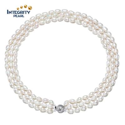 China Freshwater Pearl Jewelry 7mm Grade A Grade A Freshwater Pearl Punk Multi Layer Necklace for sale