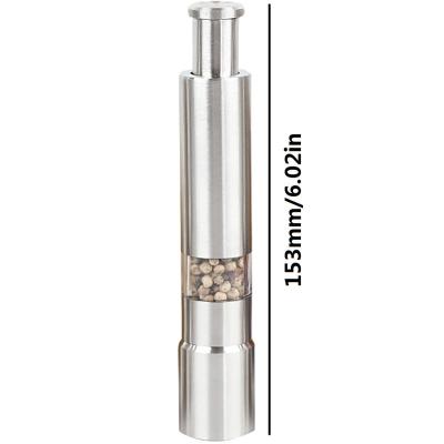 China Sustainable Mini Stainless Steel Thumb Push Button Spice Mill Salt And Pepper Grinder for sale