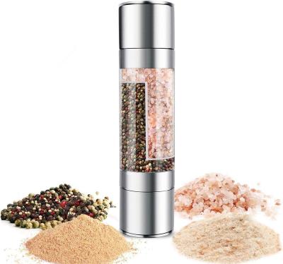 China Viable Salt Grinder 2 in 1 Adjustable Pepper Grinder with Stainless Steel Cover Ceramic Blade for sale