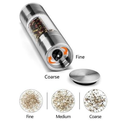 China Viable Adjustable Manual Salt and Pepper Grinder Set Dual 2 in 1 Transparent Body Grinder for sale